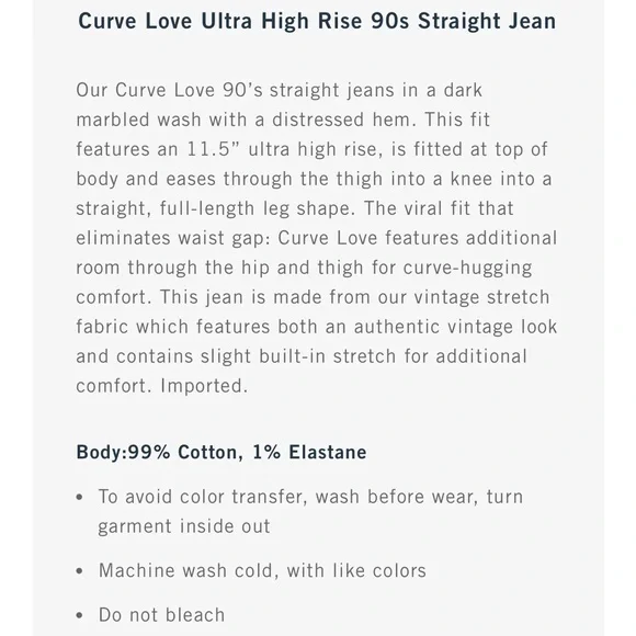 Abercrombie curve love 90’s ultra high rise straight jean - Picture 3 of 6